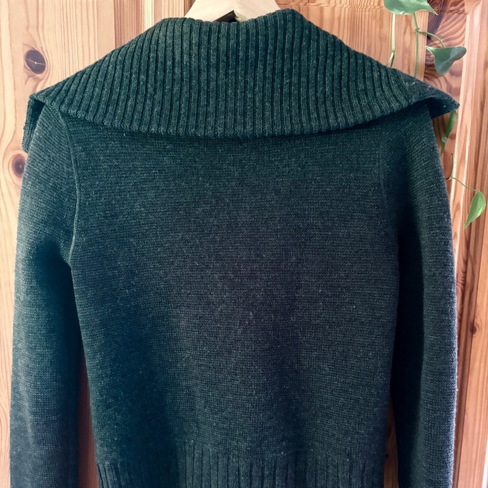 JCrew 100% Merino Wool Cardigan Sweater Women’s XS Charcoal Grey Heavy Knit EUC - Picture 2 of 6